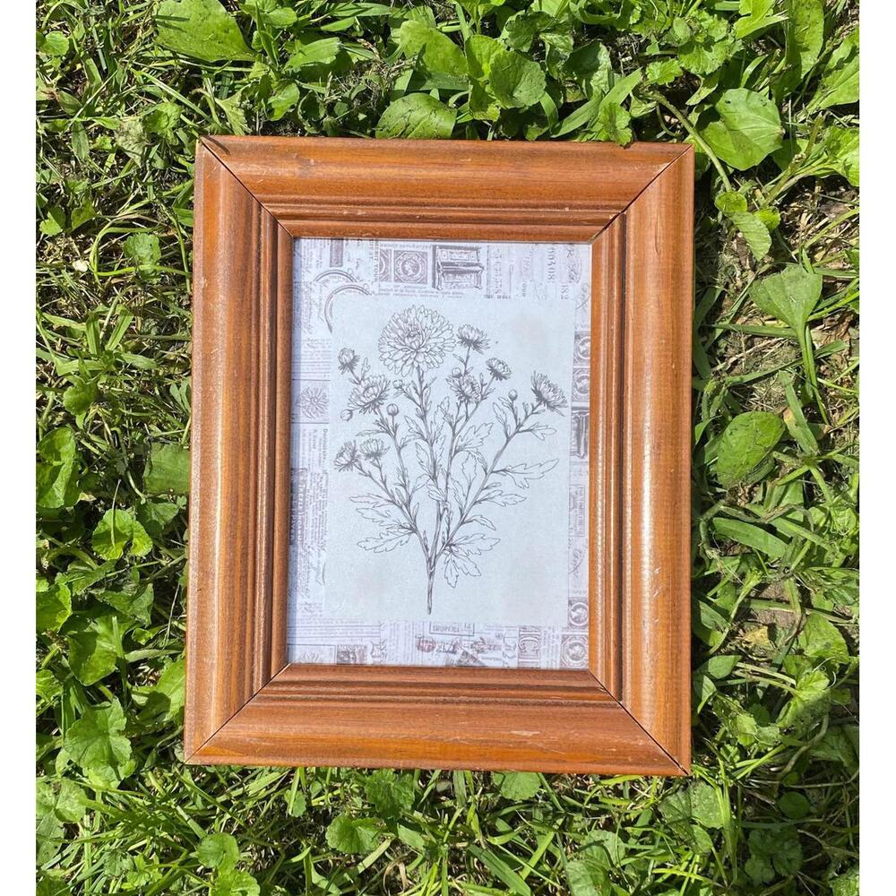 Floral Wall Art 9.5x7.5in Vintage Wood Frame Cottagecore Botanical